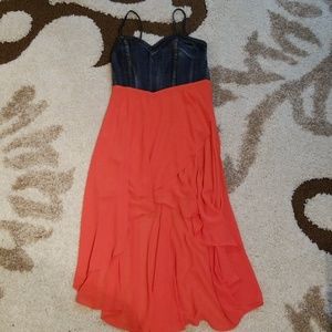 New w/tags Denim High-low Spaghetti Strap Dress